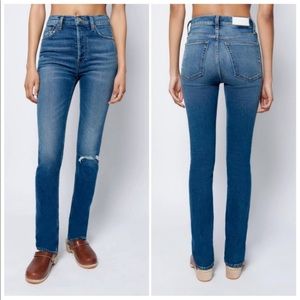 NWT RE/DONE 80s Slim Straight Button Fly Dark Wash Jeans Size 25
